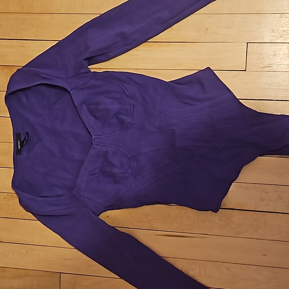 forever 21 long sleeve purple bodysuit
